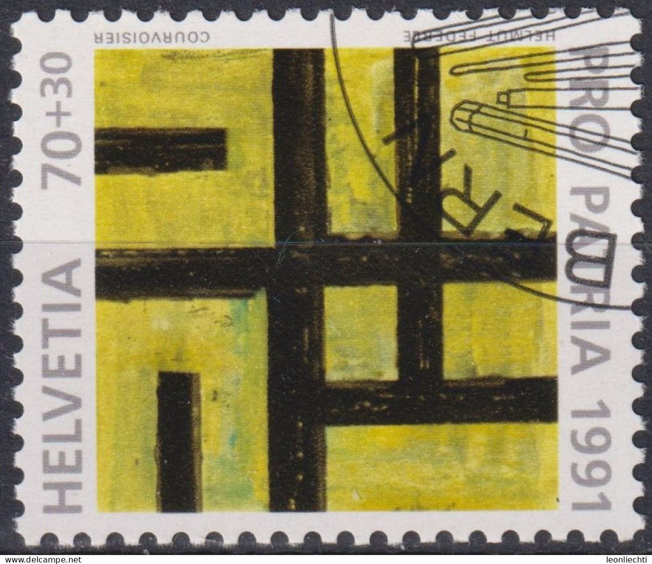 1991 Schweiz Pro Patria, Zeitgenössische Kunst, Monogramm, ⵙ Zum:CH B232, Mi:CH 1447, Yt: CH 1475 - Oblitérés