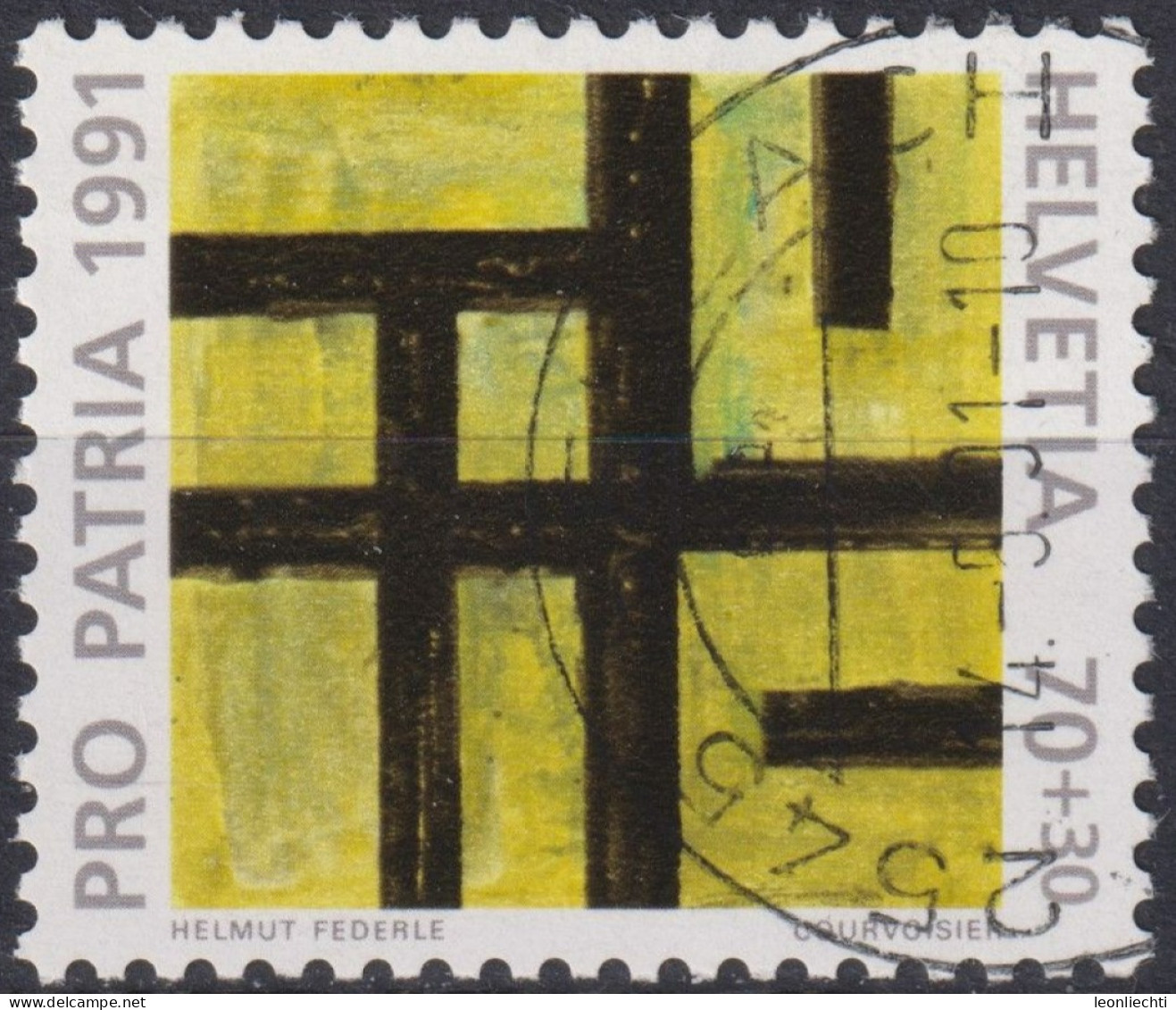1991 Schweiz Pro Patria, Zeitgenössische Kunst, Monogramm, ⵙ Zum:CH B232, Mi:CH 1447, Yt: CH 1475 - Gebraucht