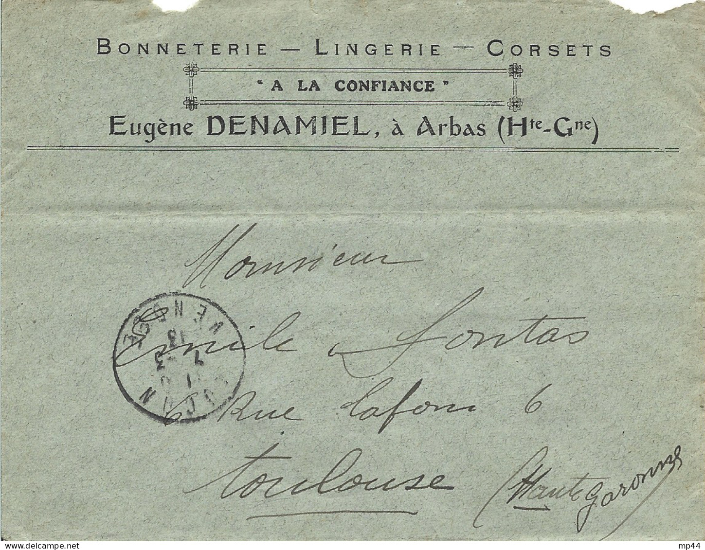 15 --- Lettre 31 ARBAS Eugène Denamiel Bonneterie - Lingerie - Corsets - 1900 – 1949