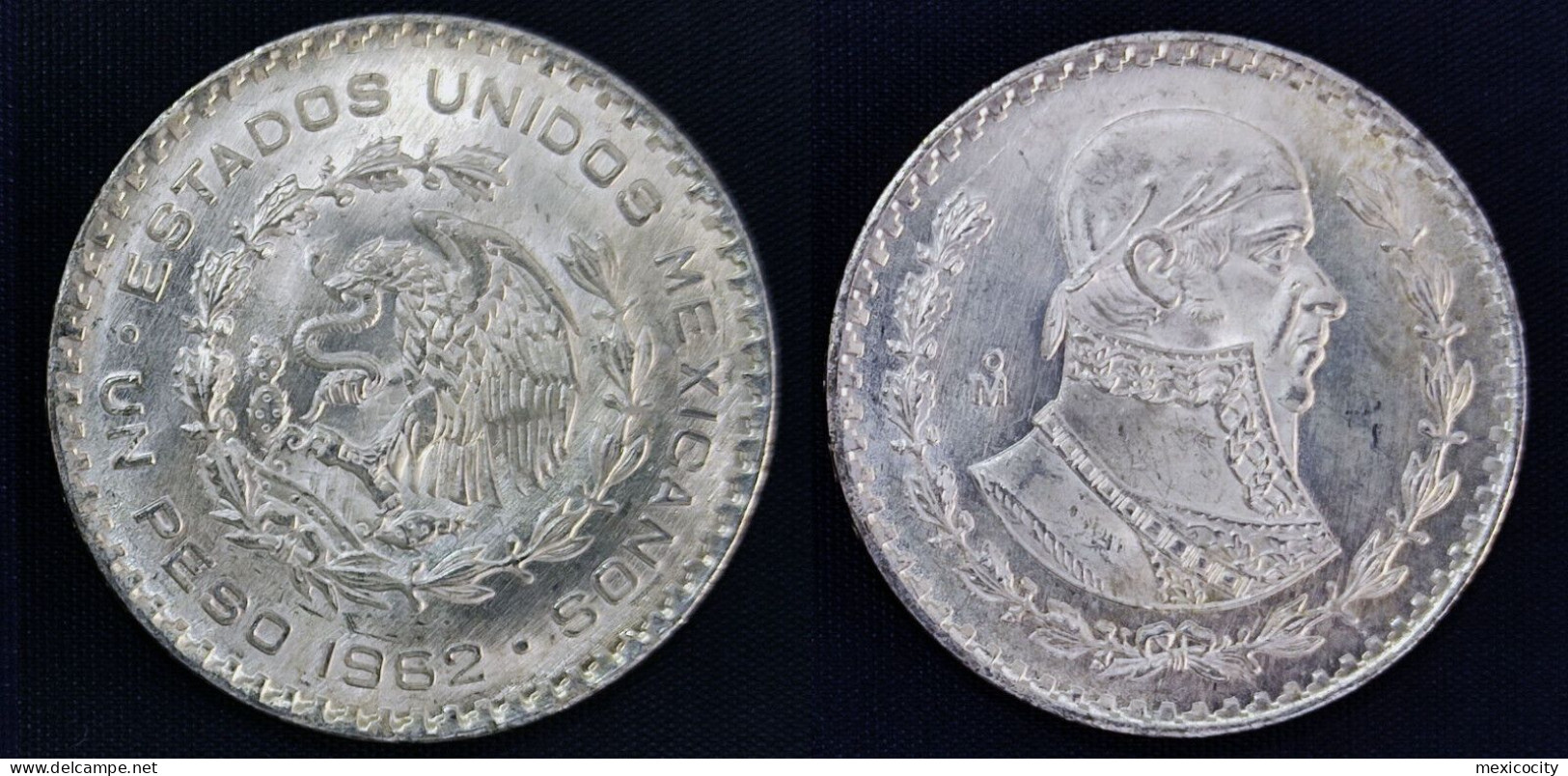 MEXICO 1962 $1 MORELOS 10 % Silver Peso, See Imgs., AU/BU Orig. Shine, Scarce Thus - Mexico