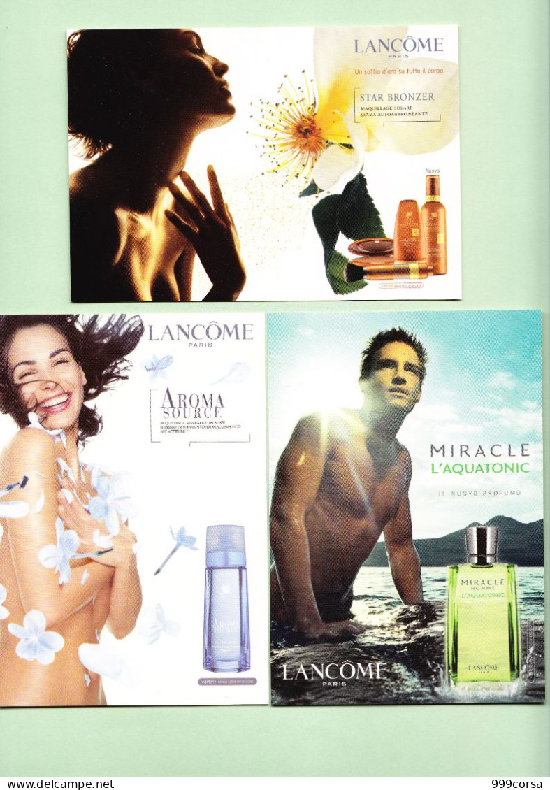 (B0) Lancome, Aroma Source, Star Bronzer, Miracle Aquatonic, Profumi E Cosmetici, Promocard 3654,3687,3720 - Publicidad