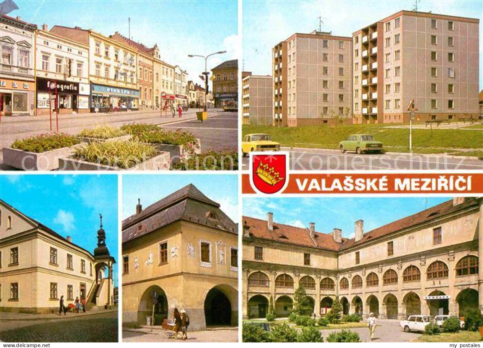 72700954 Valasske Mezirici Platz Siedlung Hochhaeuser Rathaus Schloss Valasske M - Tchéquie