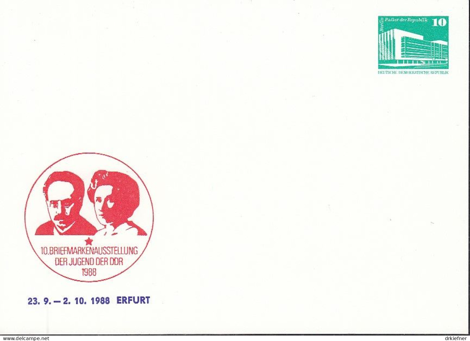 DDR PP 18, Ungebraucht, 10. Briefmarkenausstellung Der Jugend, 1988, Erfurt - Cartes Postales Privées - Neuves