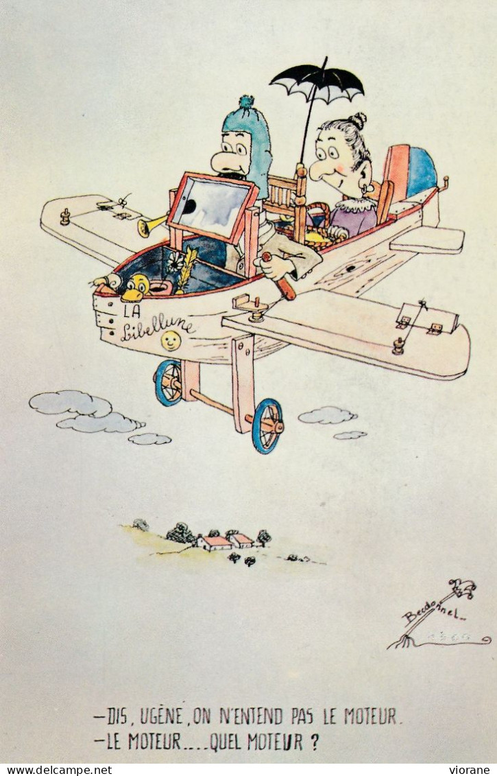 Carte Humoristique  - Aviation  Illustrateur Becdonnel - Dis Eugène, On N'entend Pas Le Moteur. Le Moteur... Quel Moteur - Sonstige & Ohne Zuordnung