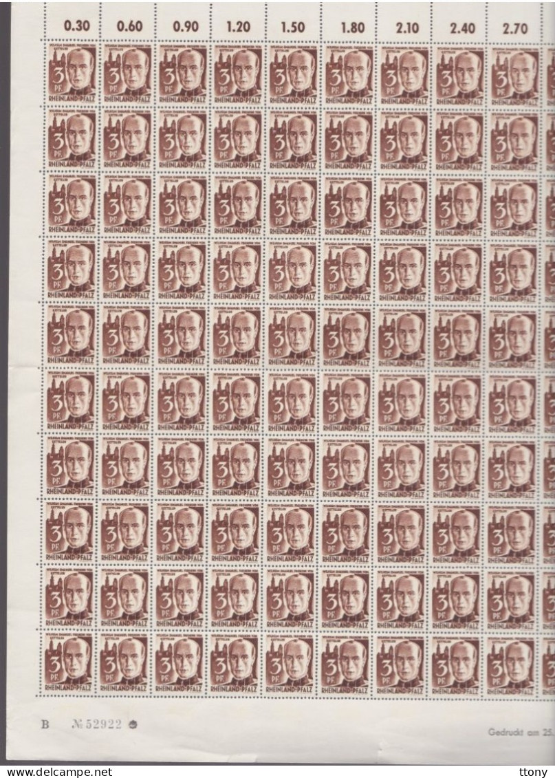 100   Timbres **  Rheinland Pfalz 3 Pf  Wilhelm  Emanuel  Coin Daté 1947 Allemagne    Occupation Alliée   Zone Française - Rijnland-Palts