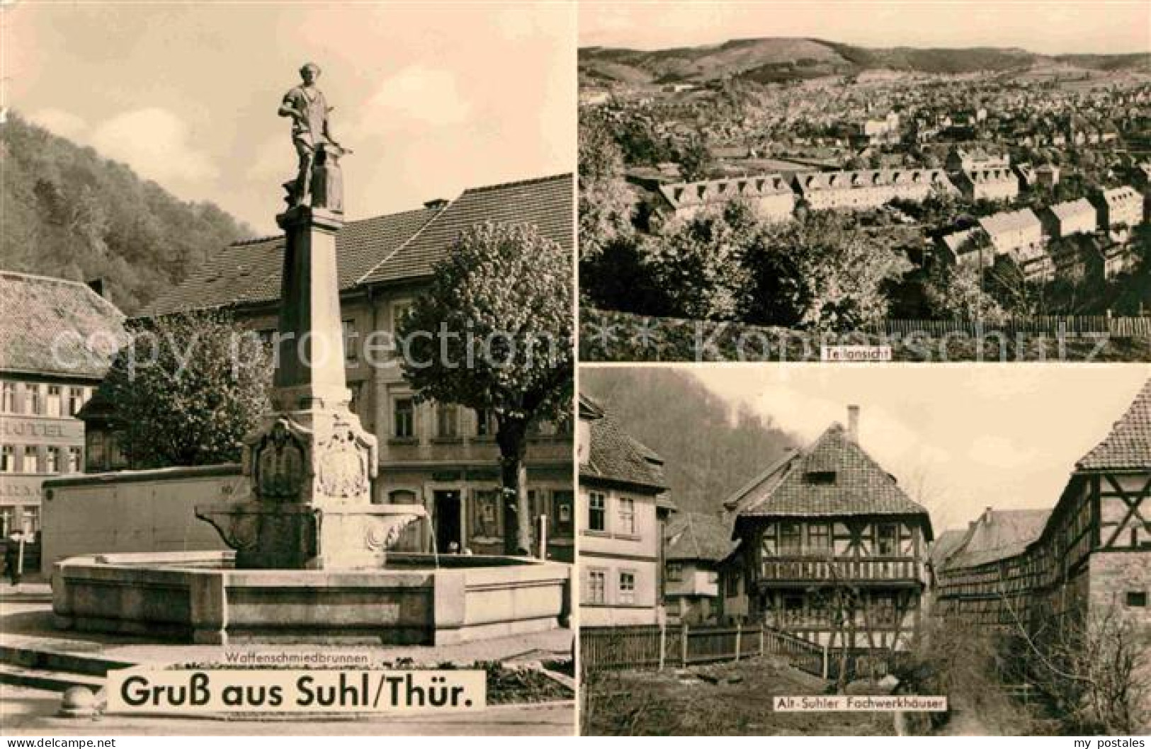 72699739 Suhl Thueringer Wald Waffenschmiedebrunnen Fachwerkhaeuser Suhl - Suhl