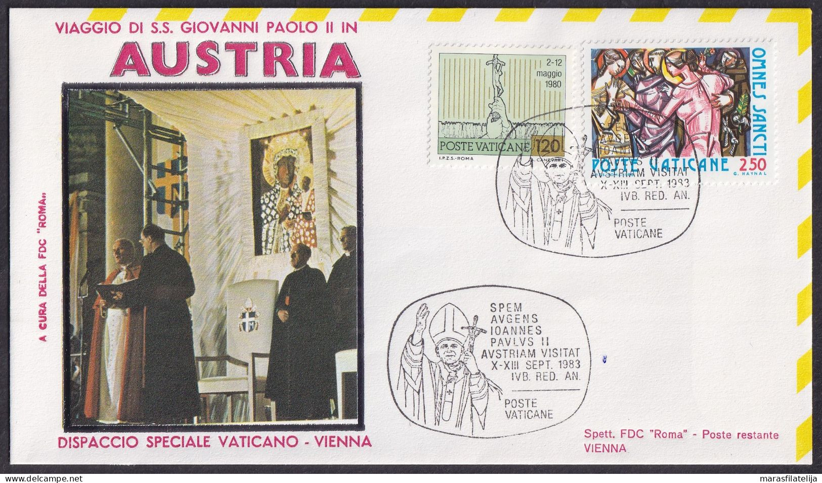 Vatican 1983, Pope Voyage, Austria, Vienna, Special Cover - Otros & Sin Clasificación