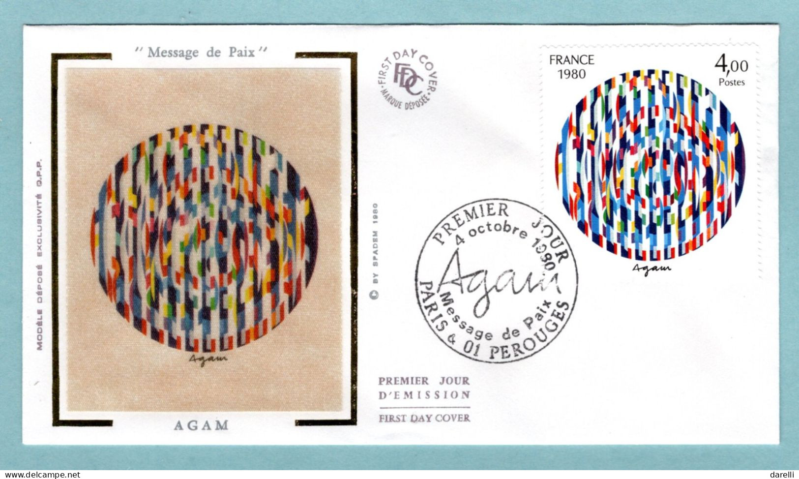 FDC France 1980 - Yaacov Agam - Message De Paix - YT 2113 - Paris & Perouges - 1980-1989