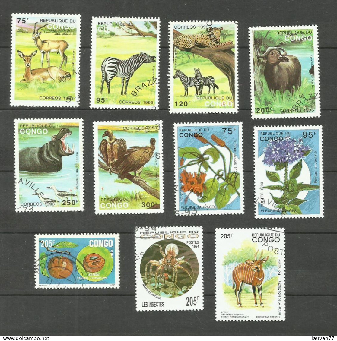 CONGO N°972 à 977, 982, 983, 990G, 992, 996 Cote 4.55€ - Used