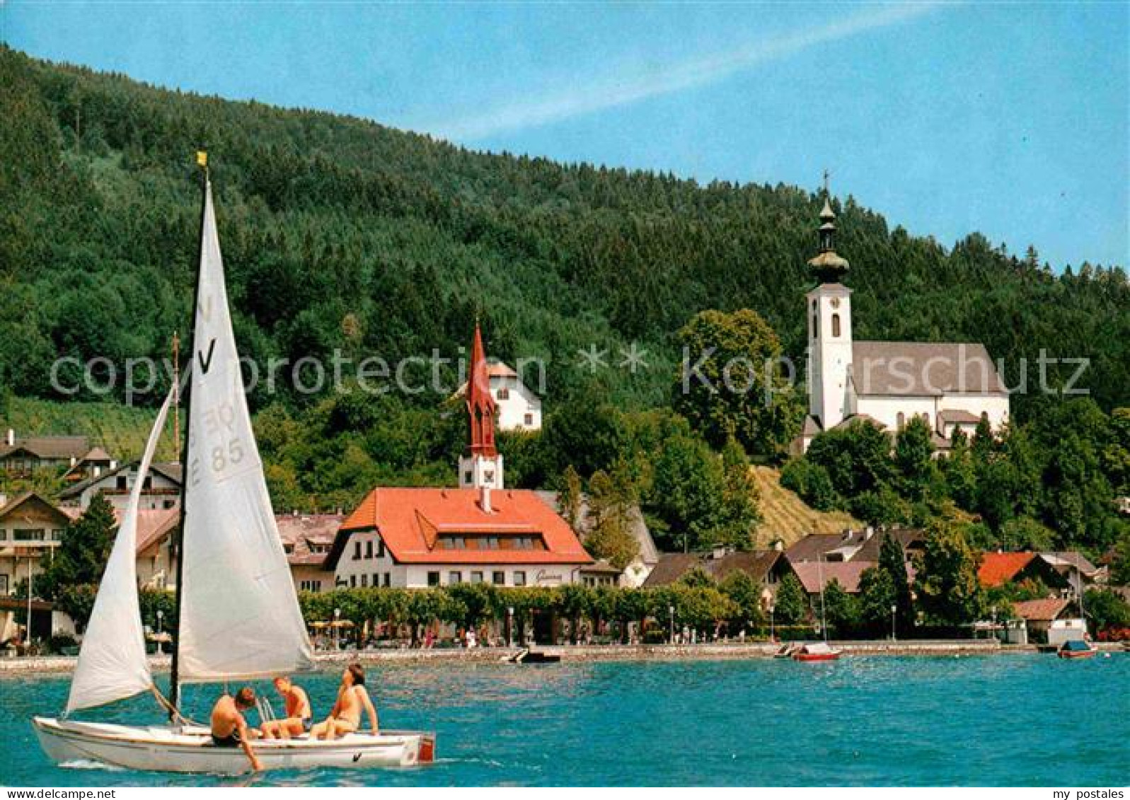 72699566 Attersee Am Attersee Kirche Bootspartie Attersee - Sonstige & Ohne Zuordnung