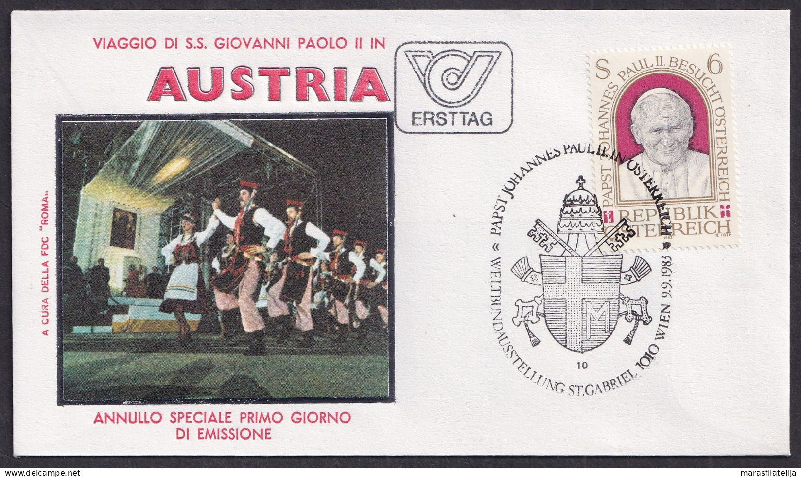 Vatican Austria 1983, Pope Paul John II Visit, St.Gabriel Exhibition, Special Cover - Otros & Sin Clasificación