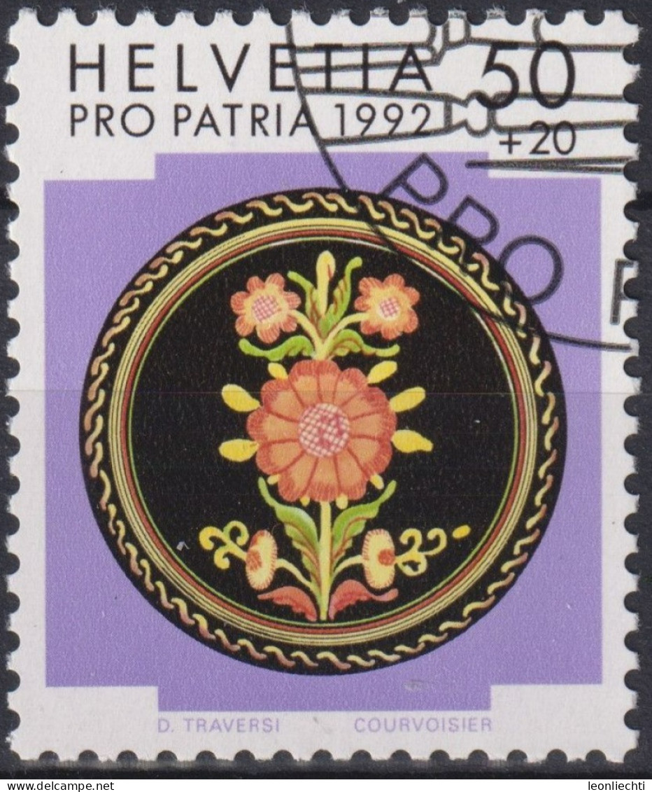 1992 Schweiz Pro Patria, Volkskunst, Keramikplatte ⵙ Zum:CH B235, Mi:CH 1470, Yt: CH 1399 - Used Stamps