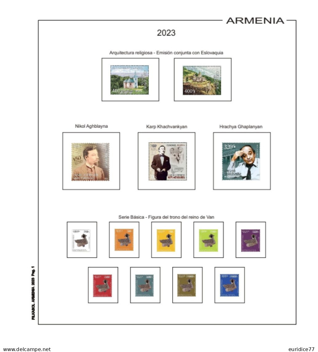 Suplemento Filkasol Armenia 2023 - Ilustrado Color Album 15 Anillas (270x295) SIN MONTAR - Pre-Impresas