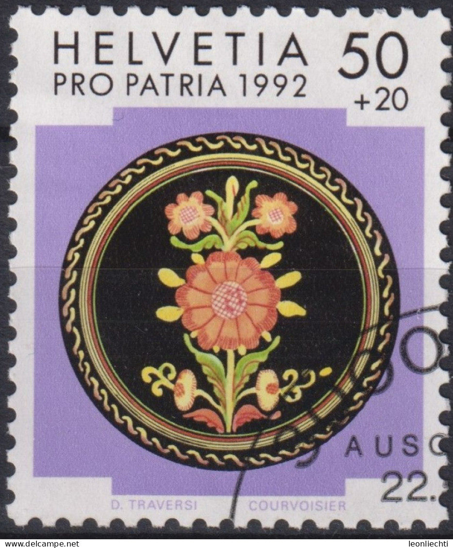 1992 Schweiz Pro Patria, Volkskunst, Keramikplatte ⵙ Zum:CH B235, Mi:CH 1470, Yt: CH 1399 - Used Stamps