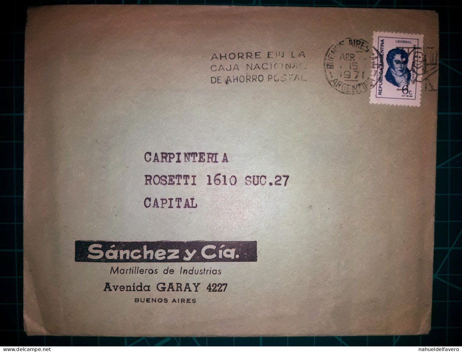 ARGENTINE, Enveloppe Appartenant à "Sanchez Y Cia, Martilleros De Industrias" Circulant Avec Une Banderole Parlante De " - Used Stamps