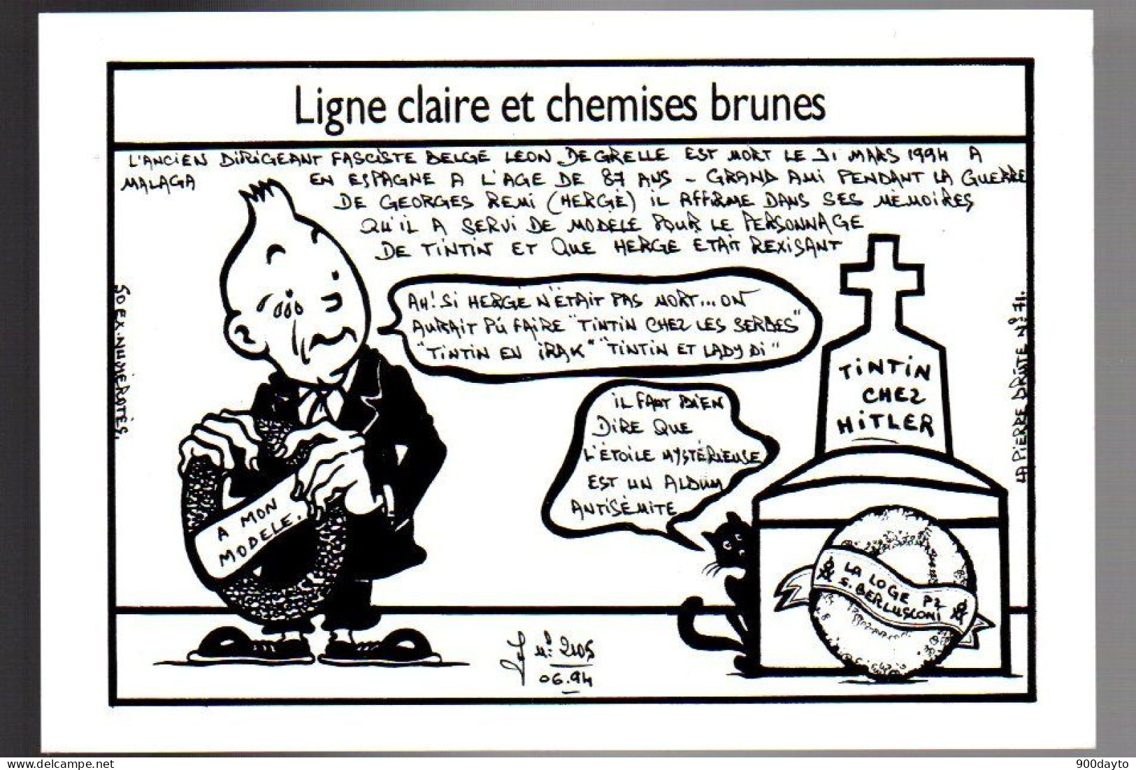 TINTIN. (Illustration Jihel / Jacques Lardie). Ligne Claire Et Chemises Brunes. (Tirage Limité 50 Exemplaires). - Comicfiguren