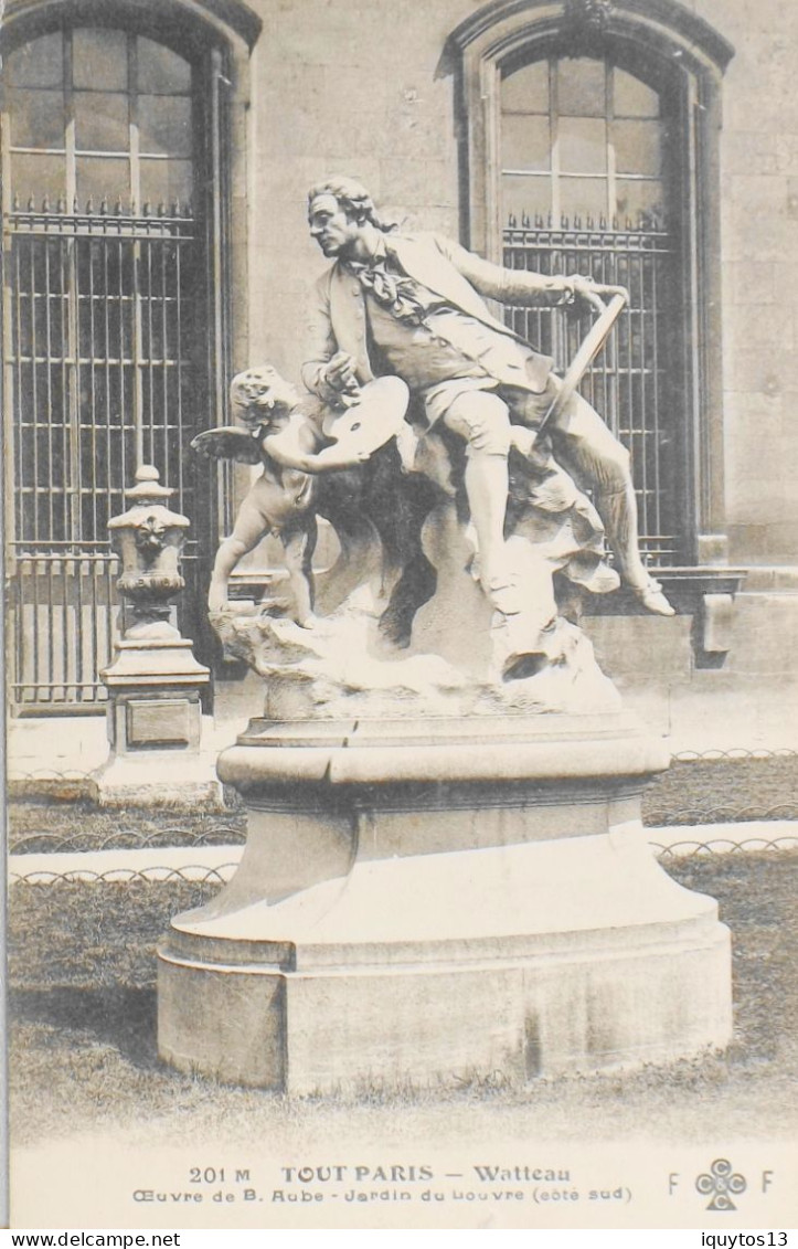 CPA. [75] > TOUT PARIS > N° 201 M - (pas Vue) - WATTEAU Au Jardin Du Louvre (côté Sud) - 1911 - Coll. F. Fleury - TBE - Piazze