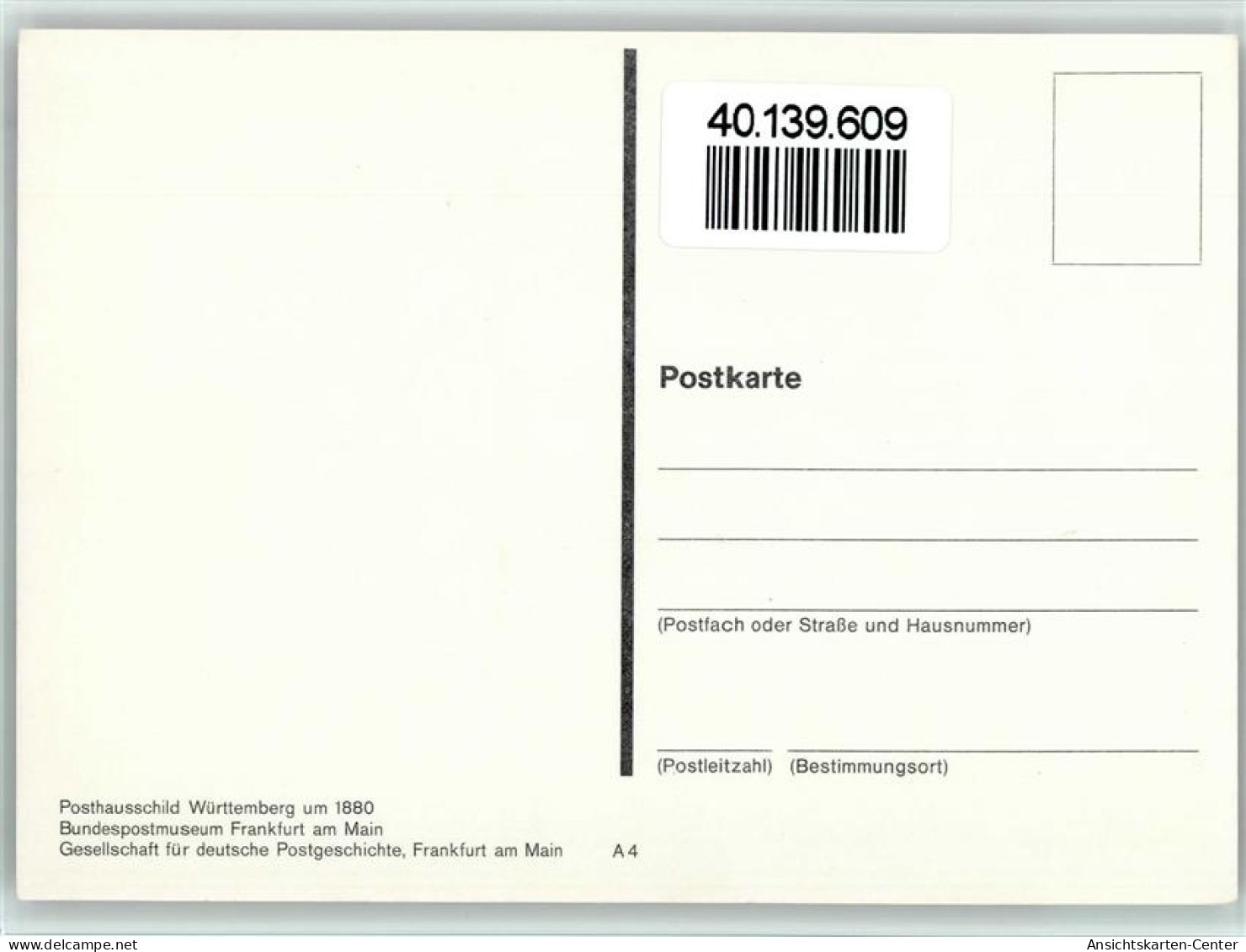 40139609 - Post Posthausschild Wuerttember Um - Other & Unclassified