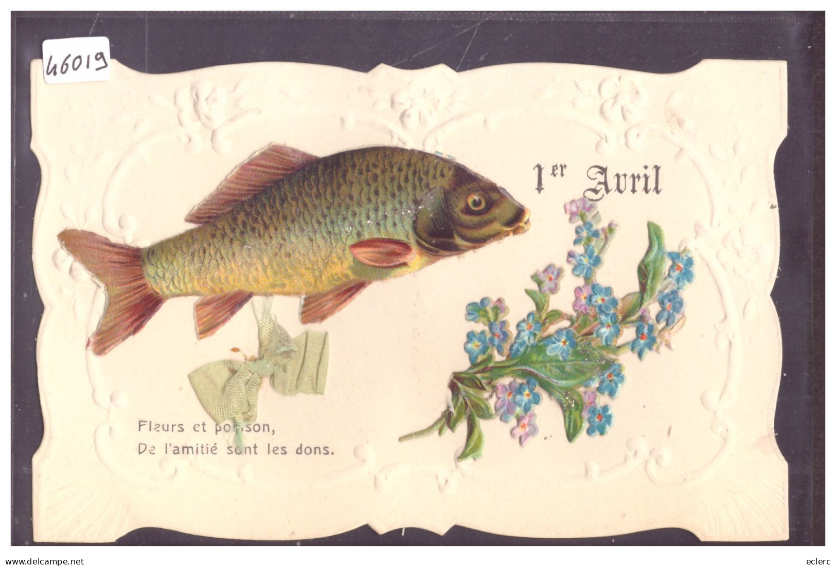 1er AVRIL - POISSON ET DECORS EN APPLIQUES - CARTE EN RELIEF - PRÄGE KARTE - TB - 1° Aprile (pesce Di Aprile)