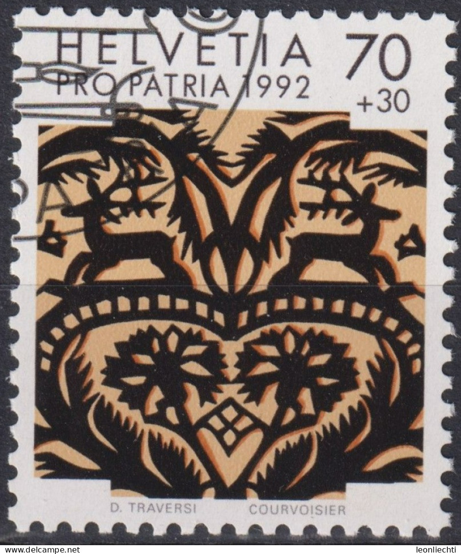 1992 Schweiz Pro Patria, Volkskunst, Scherenschnitt ⵙ Zum:CH B236, Mi:CH 1471, Yt: CH 1400 - Used Stamps