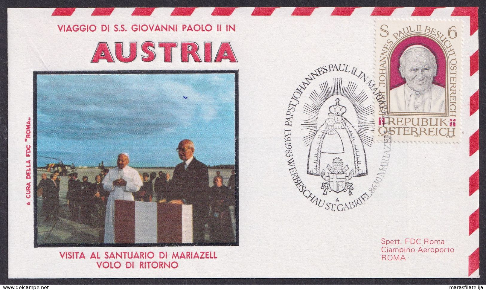 Vatican Austria 1983, Pope Paul John II Visit, St.Gabriel Exhibition Mariazell, Special Cover - Otros & Sin Clasificación