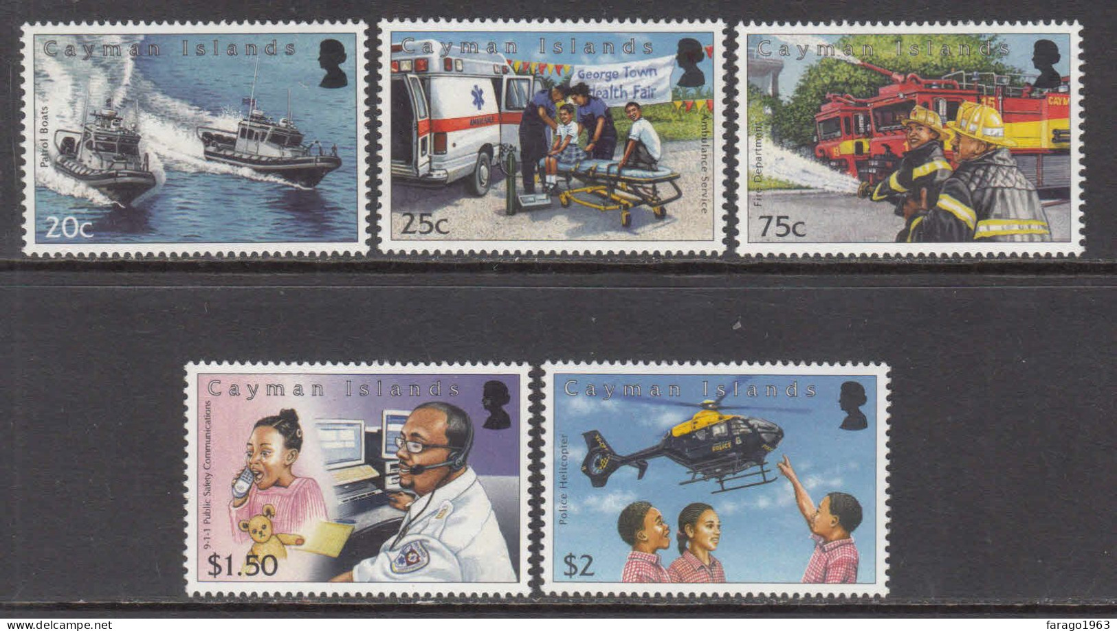 2012 Cayman Islands Emergency Services Fire Health Helicopters Complete Set Of 5 MNH - Caimán (Islas)