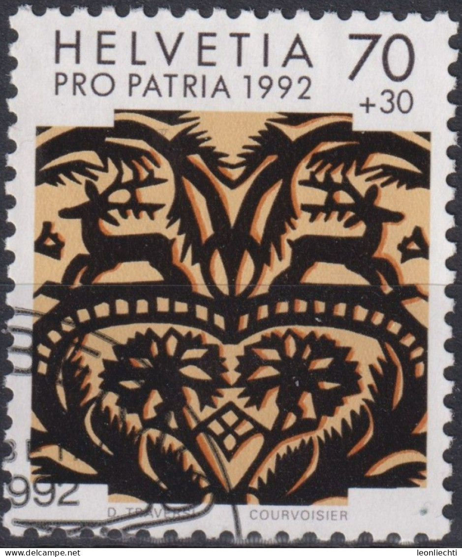 1992 Schweiz Pro Patria, Volkskunst, Scherenschnitt ⵙ Zum:CH B236, Mi:CH 1471, Yt: CH 1400 - Oblitérés
