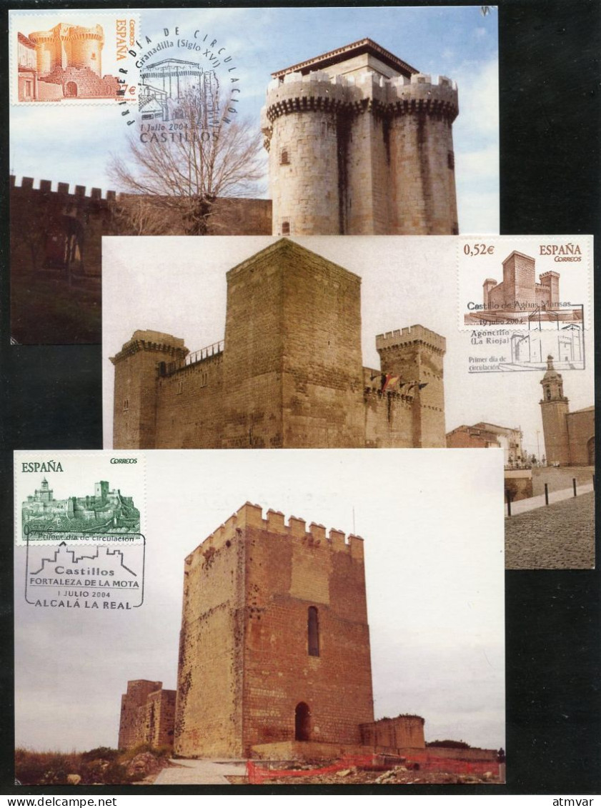 ESPAÑA (2004) Carte S Maximum Card S - Castillos, Château, Castle, Granadilla, Aguas Mansas, Fortaleza La Mota - Maximum Kaarten