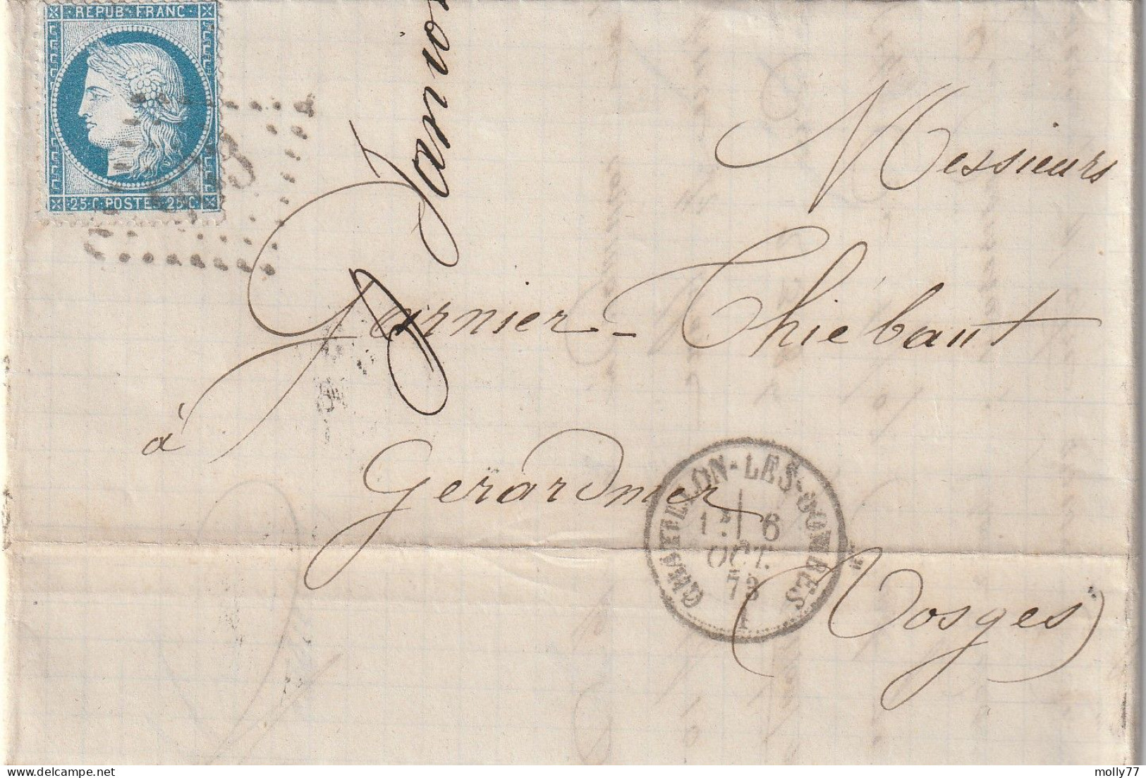 Lettre De Chatillon Les Dombes à Gérardmer LAC - 1849-1876: Klassik