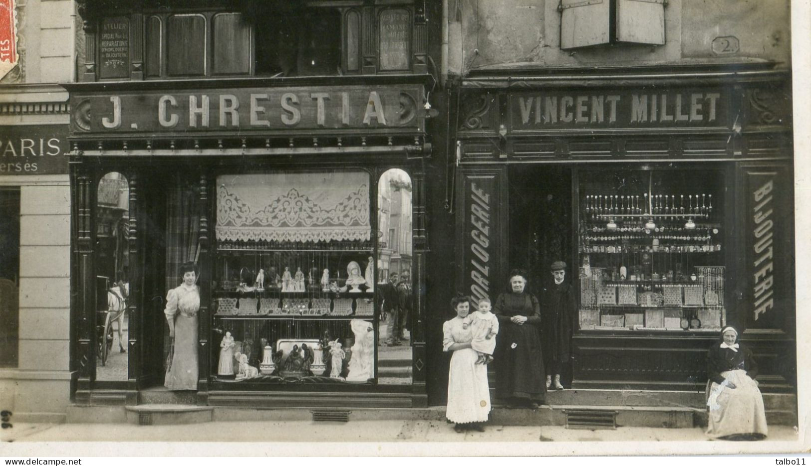 11 - Carcassonne - Carte Photo - Devanture Des Magasins J.Chrestia - Vincent Millet - Carcassonne