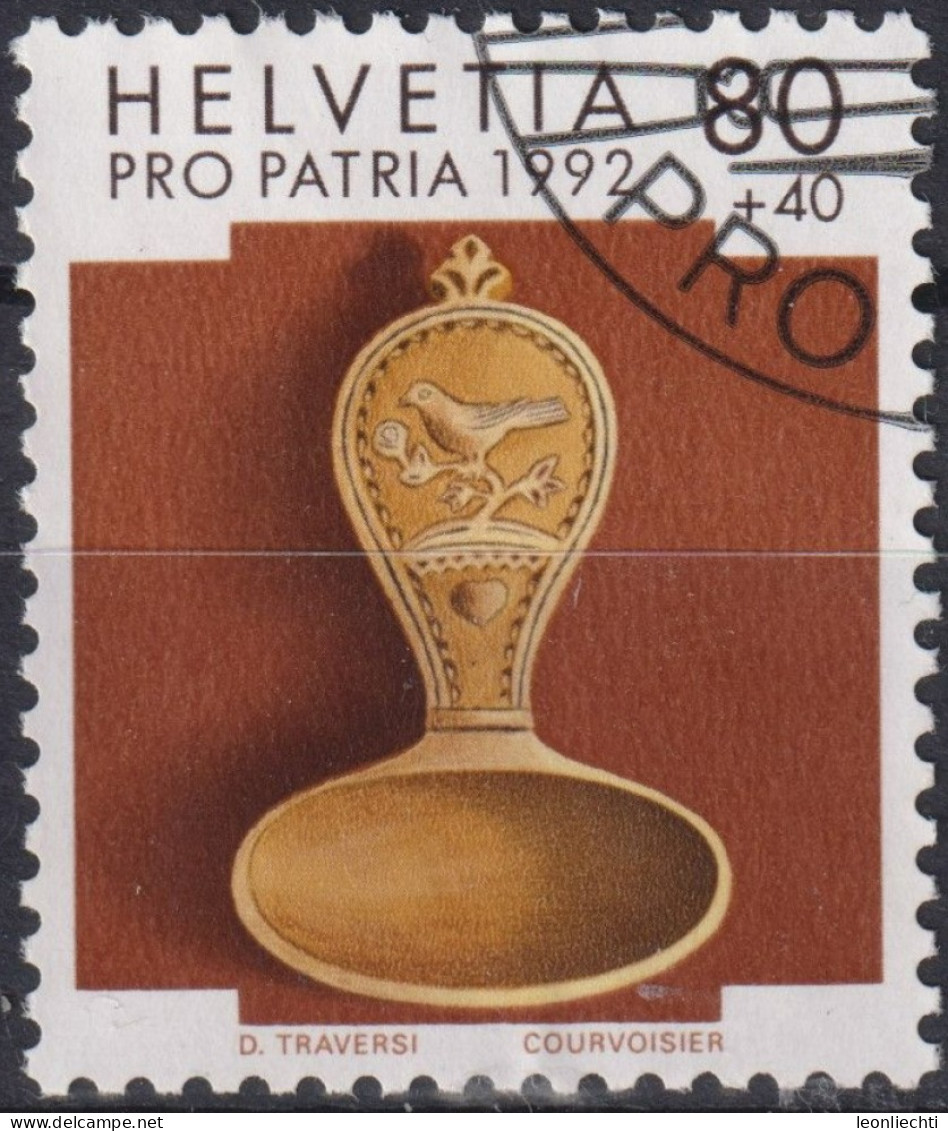 1992 Schweiz Pro Patria, Volkskunst, Rahmlöffel, ⵙ Zum:CH B237, Mi:CH 1472, Yt: CH 1401 - Used Stamps