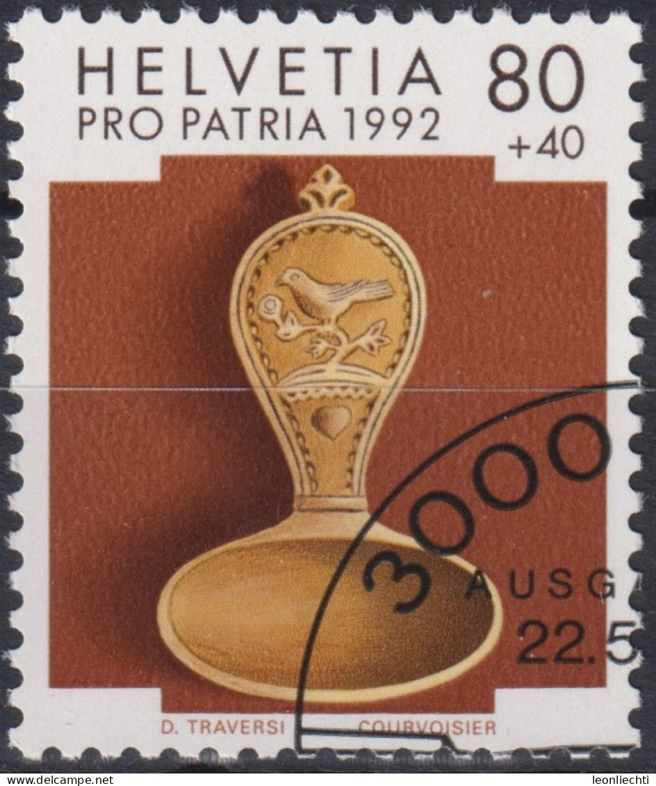 1992 Schweiz Pro Patria, Volkskunst, Rahmlöffel, ⵙ Zum:CH B237, Mi:CH 1472, Yt: CH 1401 - Used Stamps