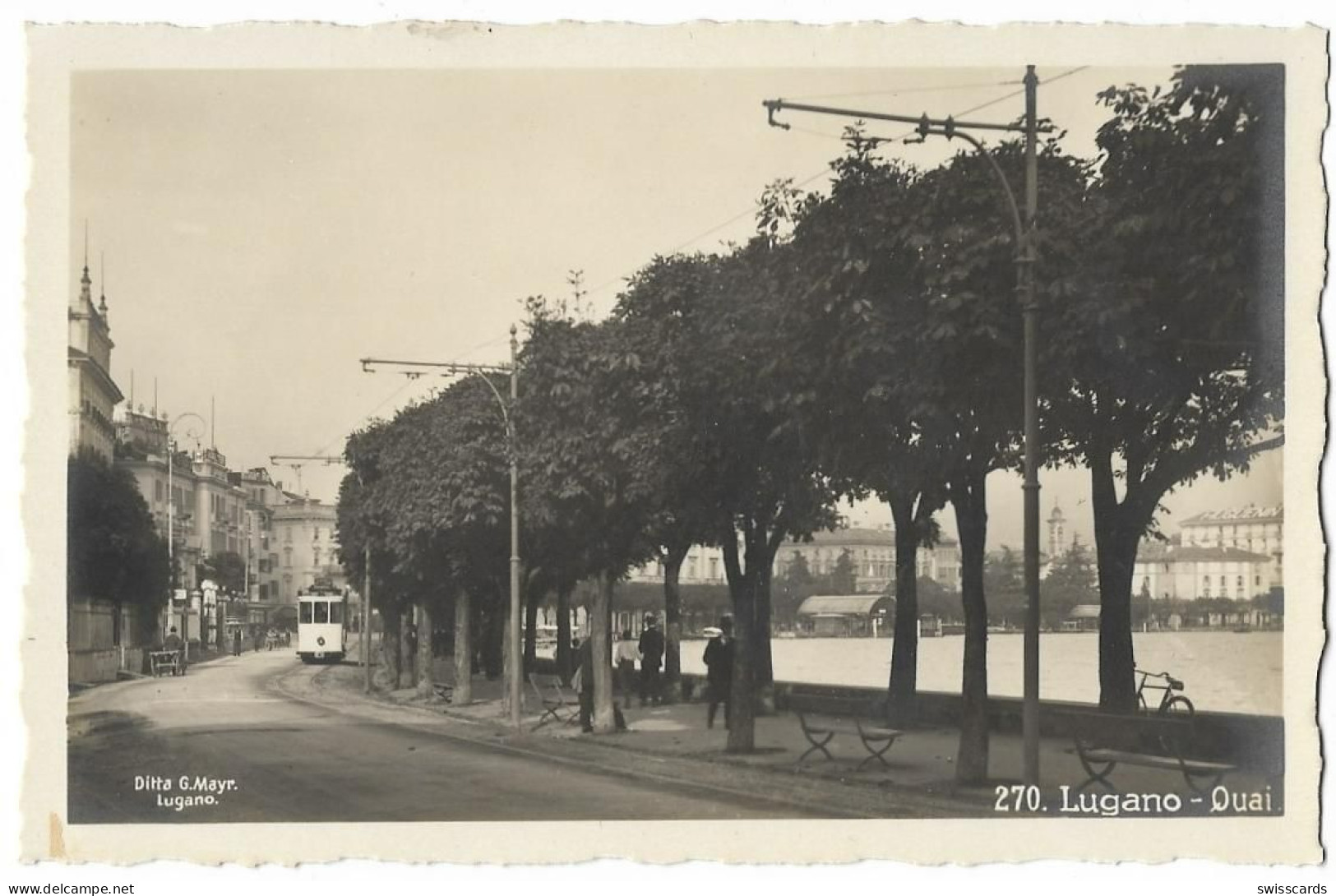 LUGANO: Strassenbahn Am Quai, Foto-AK ~1930 - Lugano