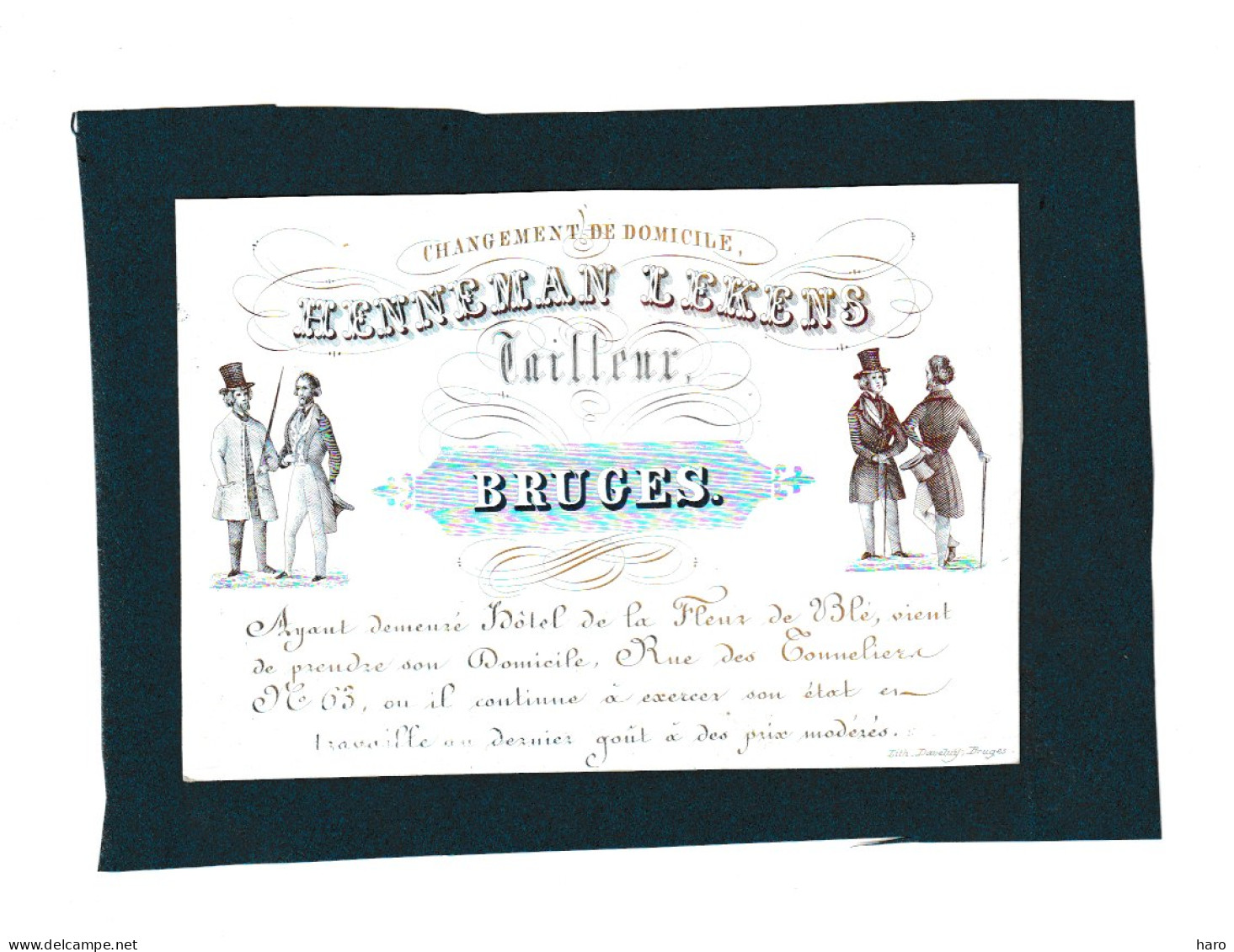 BRUGGE /BRUGES  - Carte De Visite Porcelaine - Tailleur HENNEMAN LEKENS   +/- 1840...50 - (Mi 13) - Visitekaartjes