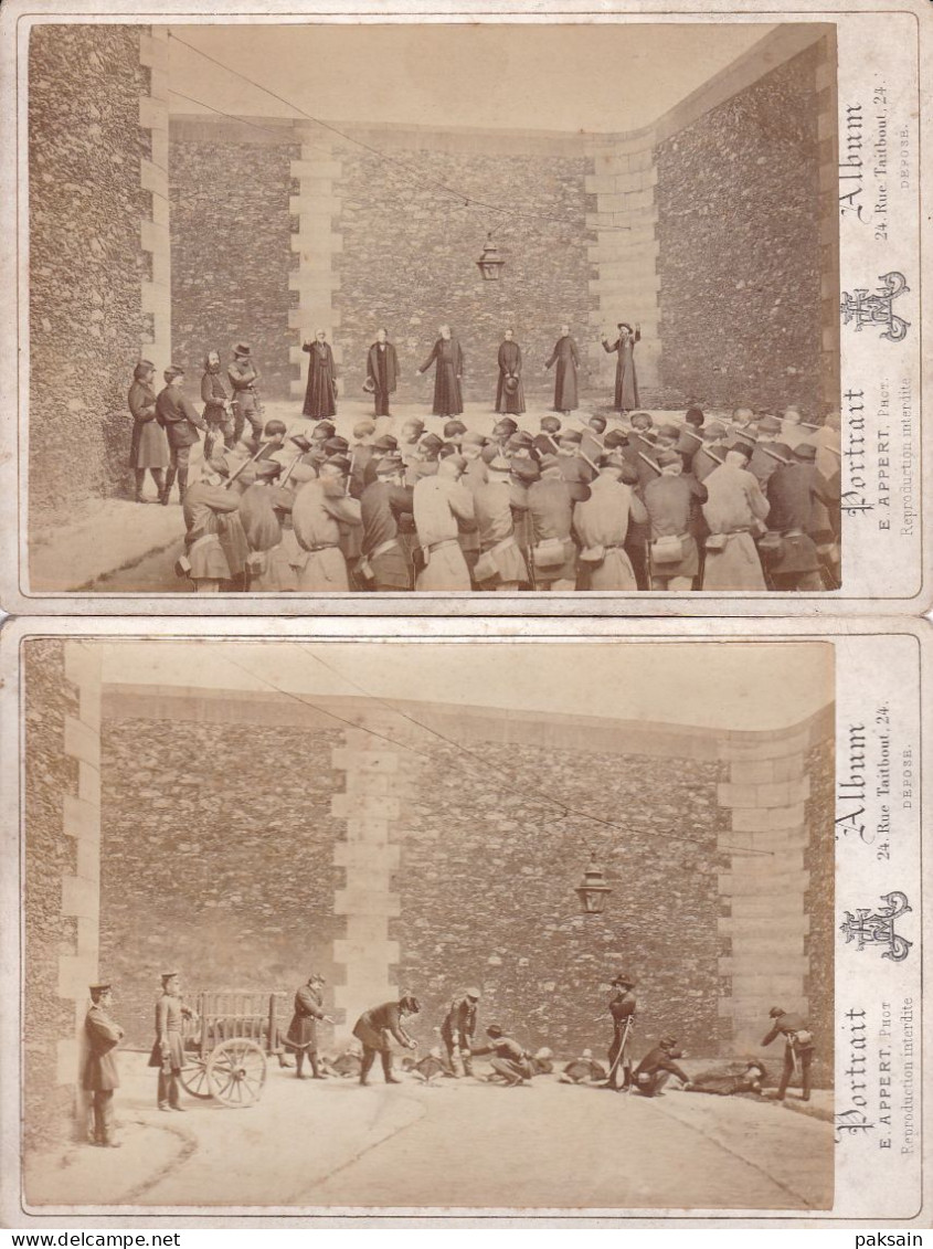 2 Cartes De Cabinet Par Photographe Appert Exécution De Monseigneur Darboy Archevêque De Paris Pendant La Commune 1871 - Oud (voor 1900)