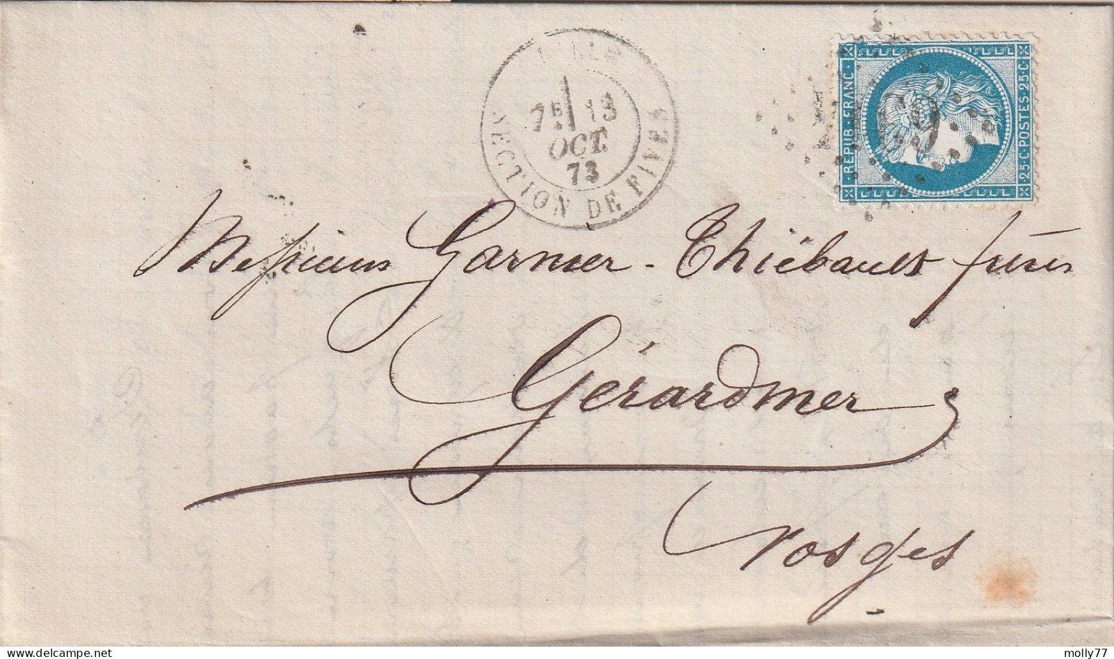 Lettre De Lille à Gérardmer LAC - 1849-1876: Classic Period