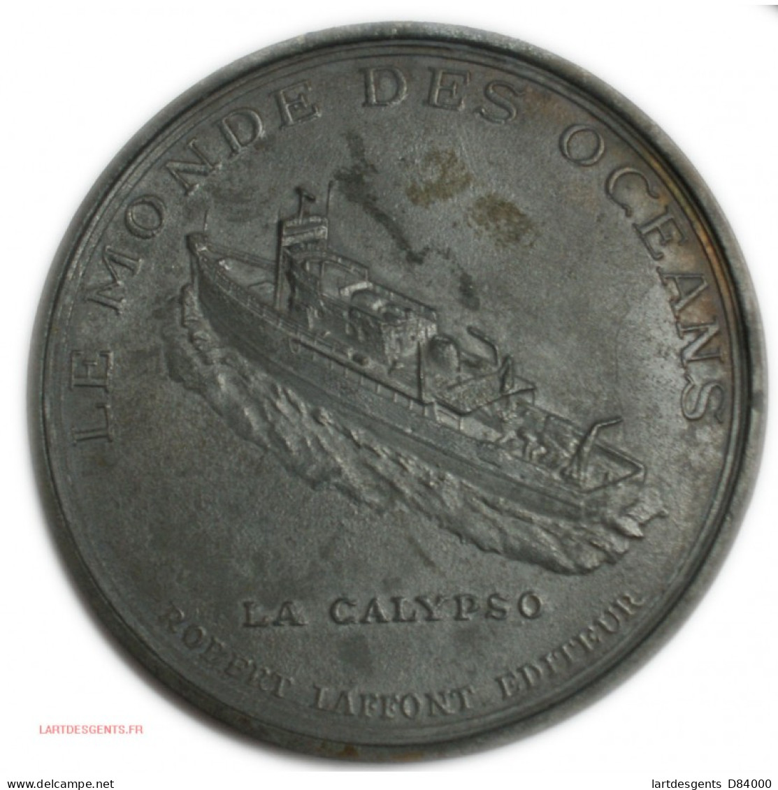 Médaille Commandant J. Cousteau La Calypso, Etain 206g - Monarchia / Nobiltà