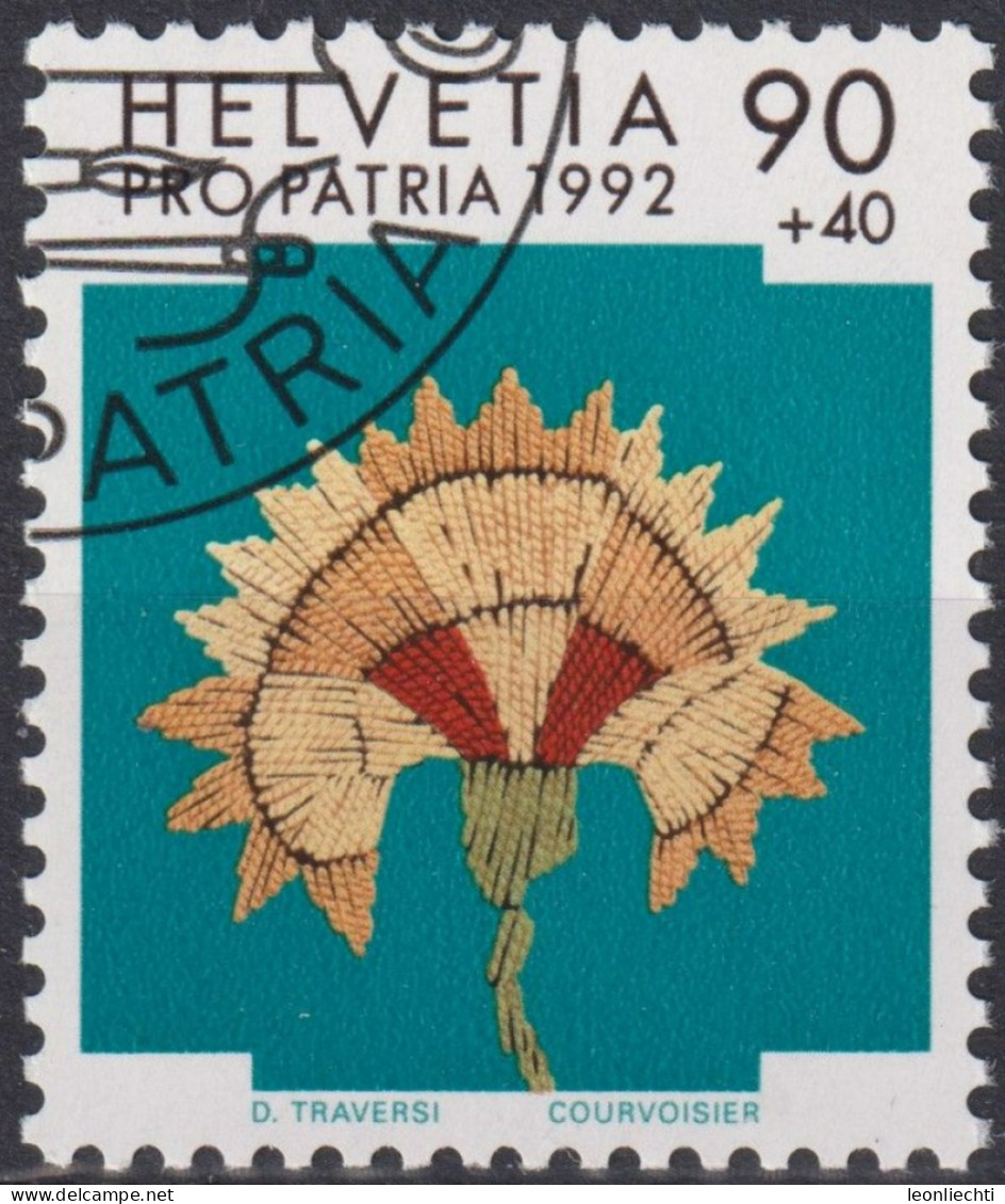 1992 Schweiz Pro Patria, Volkskunst, Seidenstikerei, ⵙ Zum:CH B238, Mi:CH 1473, Yt: CH 1402 - Used Stamps