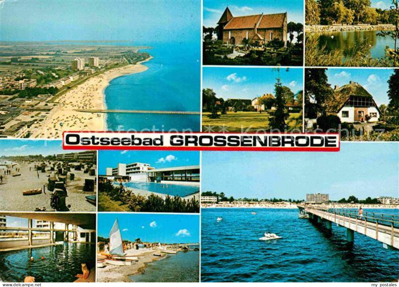 72697395 Grossenbrode Ostseebad Fliegeraufnahme Strand Kirche Schwimmbad Seebrue - Sonstige & Ohne Zuordnung