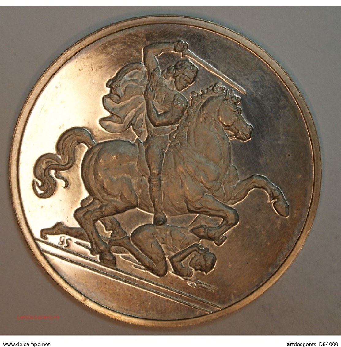 Médaille Argent 1er TITRE- CAVALIER ATTAQUANT UN ENNEMI..., Lartdesgents.fr - Royal / Of Nobility