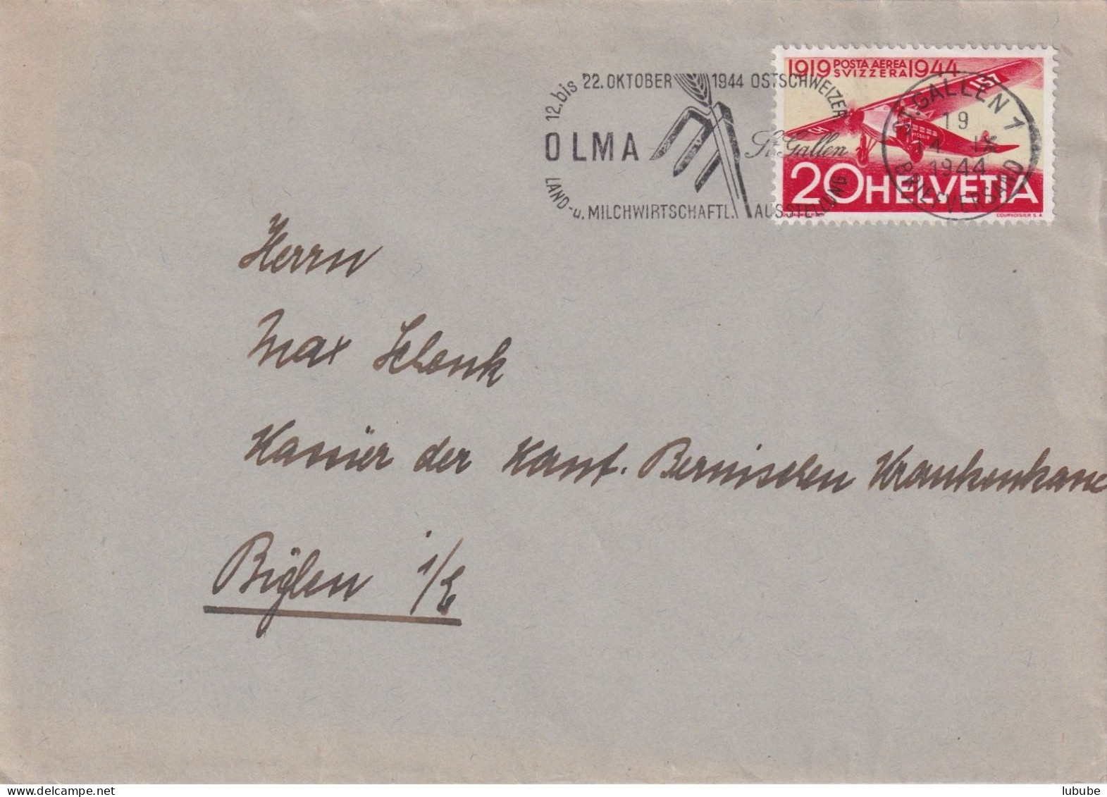 Brief  St.Gallen - Biglen  (Flagge: OLMA)        1944 - Lettres & Documents