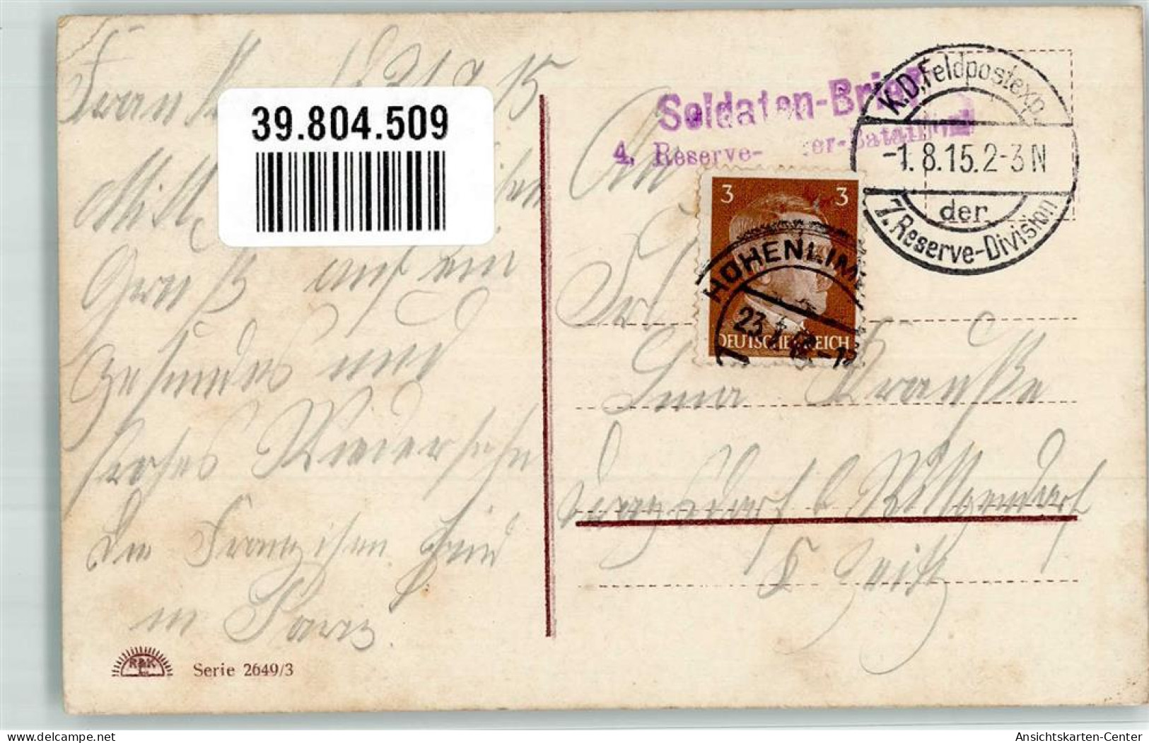 39804509 - Landser Denkt Beim Auspacken Eines Paketes Aus Der Heimat An Seine Liebste R & K.L Serie 2649/3 Feldpost 7.  - Guerra 1914-18