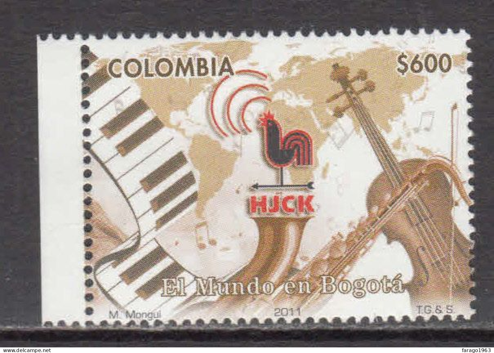 2011 Colombia HUCK Radio Station Music Musical Instruments Complete Set Of 1 MNH - Colombia