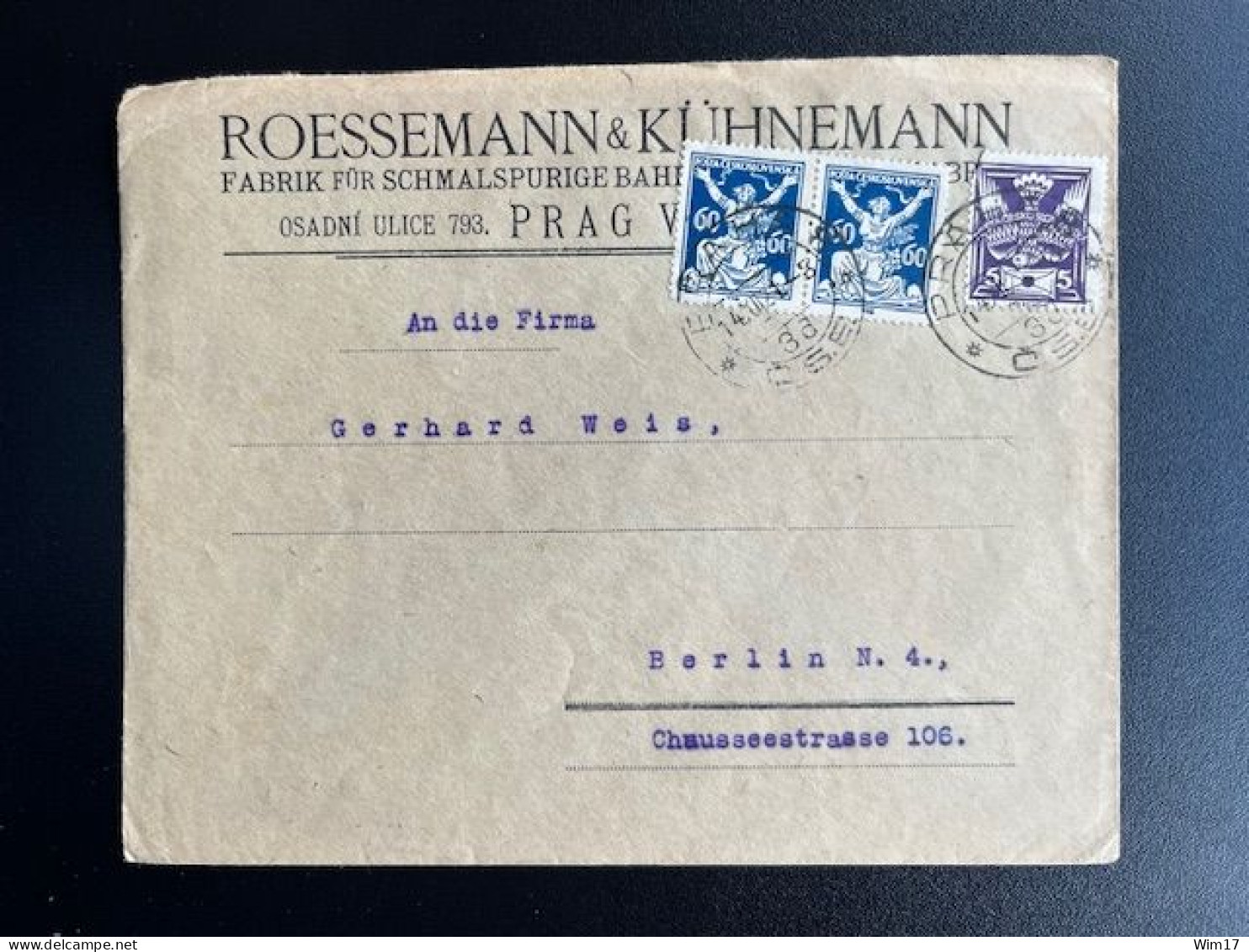 CZECHOSLOVAKIA 1921 LETTER PRAHA PRAGUE TO BERLIN 14-12-1921 CESKOSLOVENSKO - Briefe U. Dokumente