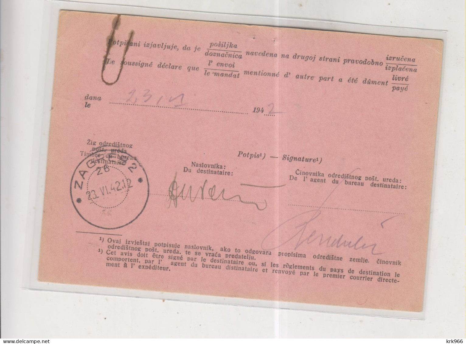 CROATIA WW II, ZEMUN 1943 Nice Postal Document - Kroatien