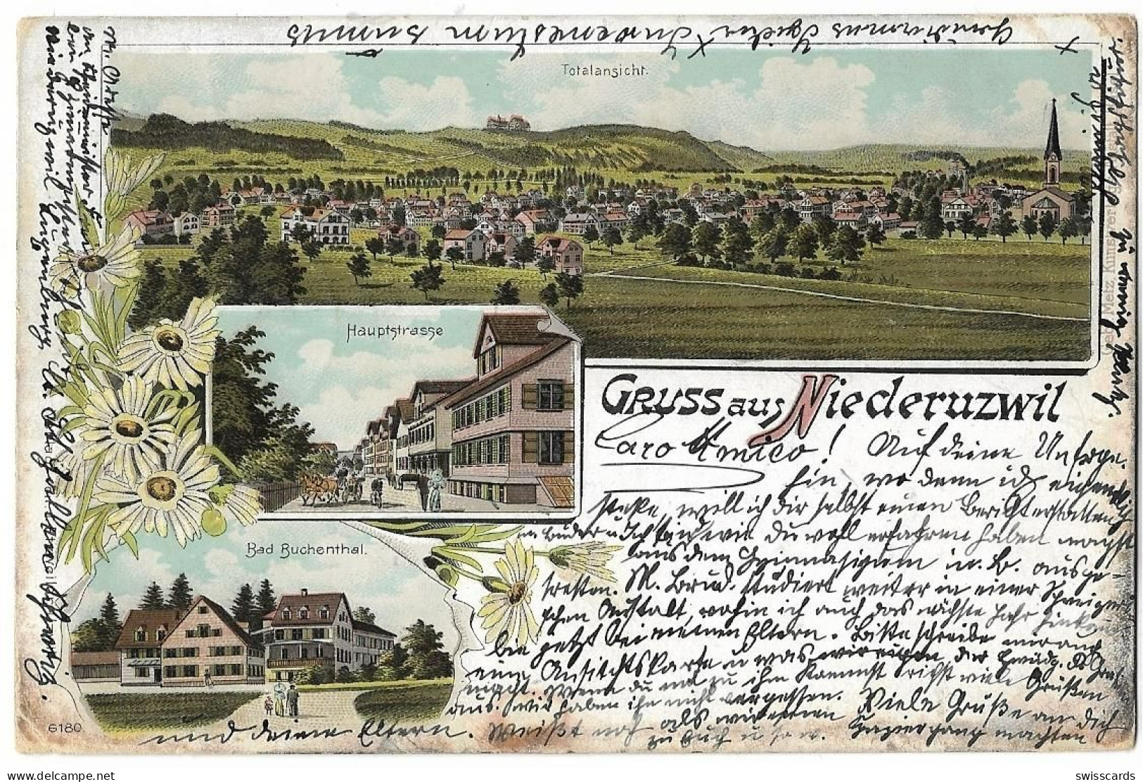 GRuss Aus NIEDERUZWIL: 3-Bild-Litho 1900 - Sonstige & Ohne Zuordnung