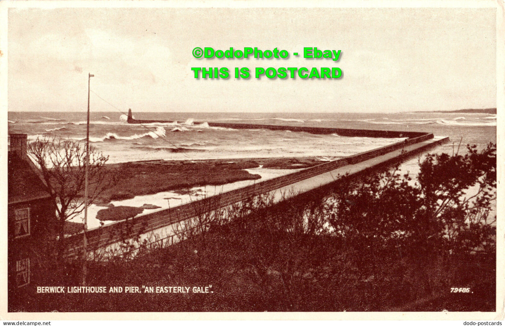 R449146 Berwick Lighthouse And Pier. An Easterly Gale. 79486. Photo Type. Valent - Wereld