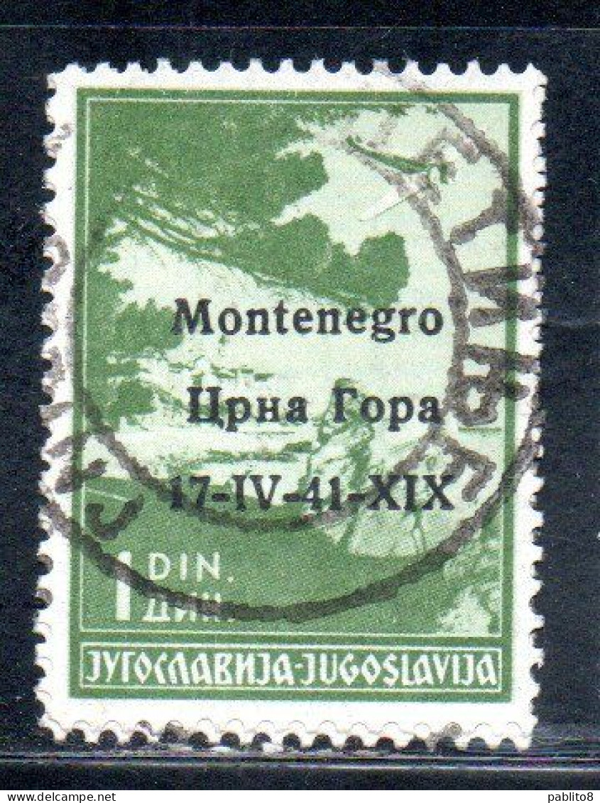 MONTENEGRO 1941 POSTA AEREA AIR MAIL SOPRASTAMPATO OVERPRINTED  1d USATO USED OBLITERE' - Montenegro