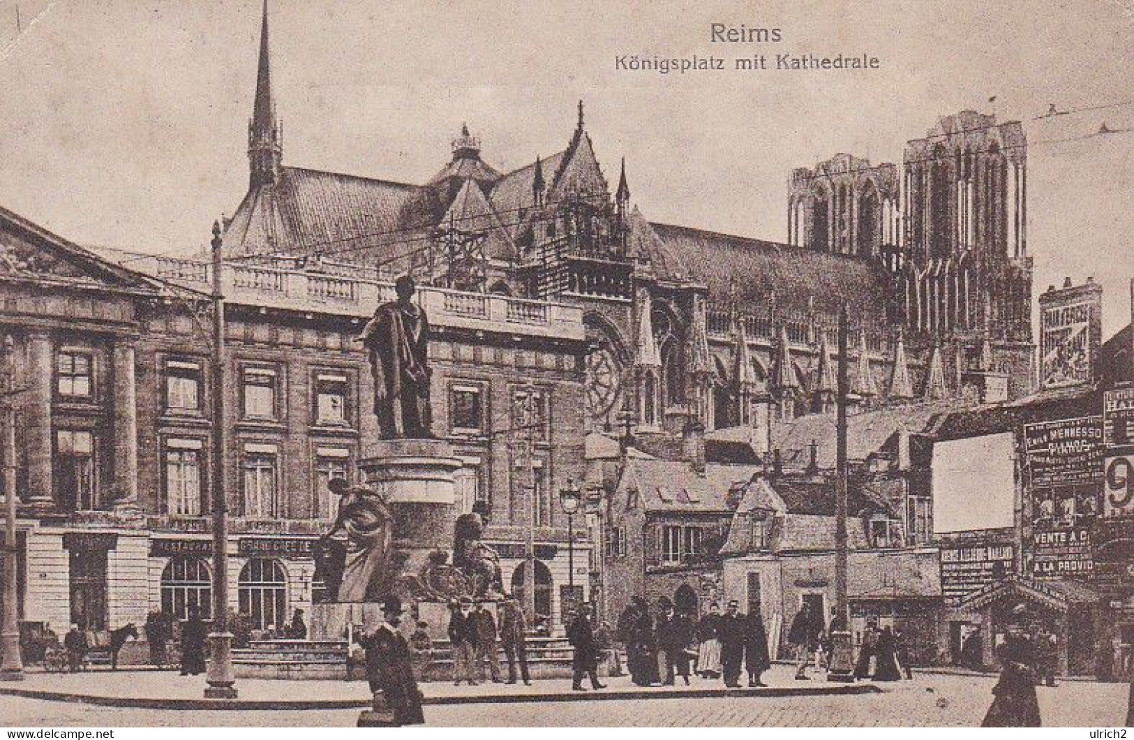 AK Reims - Königsplatz Mit Kathedrale - Feldpost I.-R. 158 - 1916  (69428) - Reims