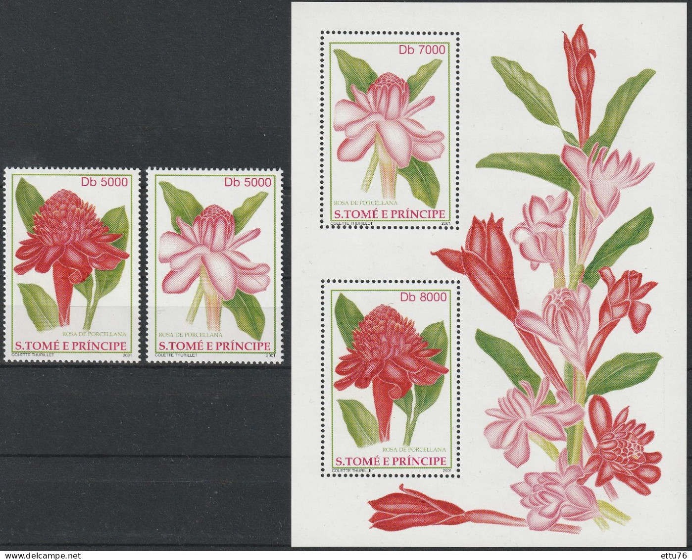 Sao Tome E Principe  2001  Flowers Set & Sheet MNH - Altri & Non Classificati